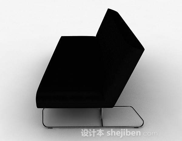 设计本黑色简约双人沙发3d模型下载