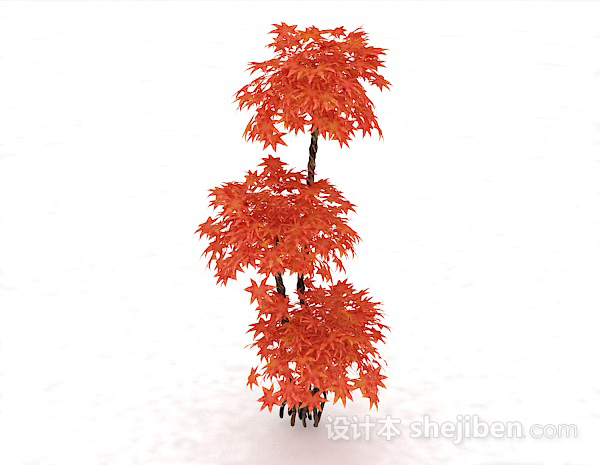 现代风格红色枫树3d模型下载
