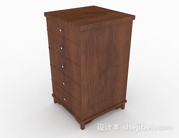 现代风格棕色木质家居床头柜3d模型下载