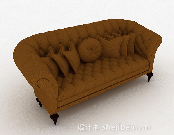 欧式棕色双人沙发