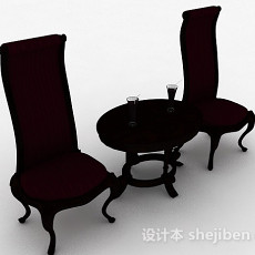 紫红色欧式木椅3d模型下载