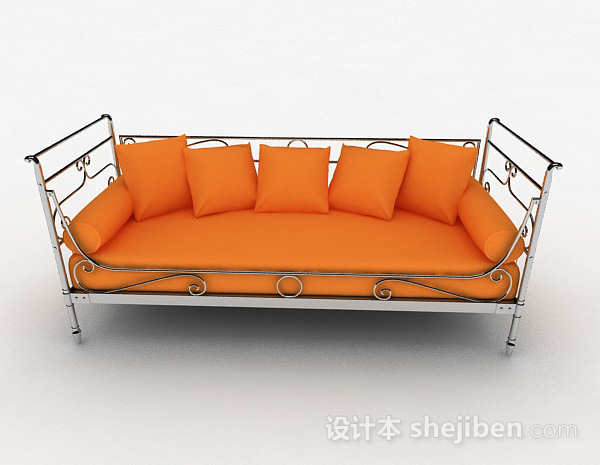 现代风格橙色多人沙发3d模型下载