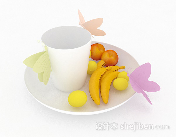 现代白色陶瓷餐具3d模型下载