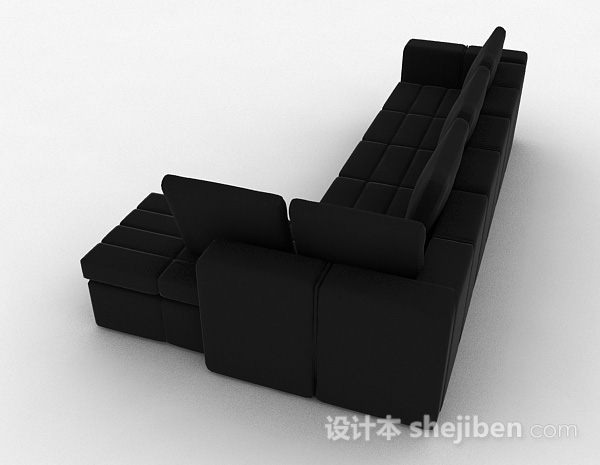 设计本黑色多人沙发3d模型下载