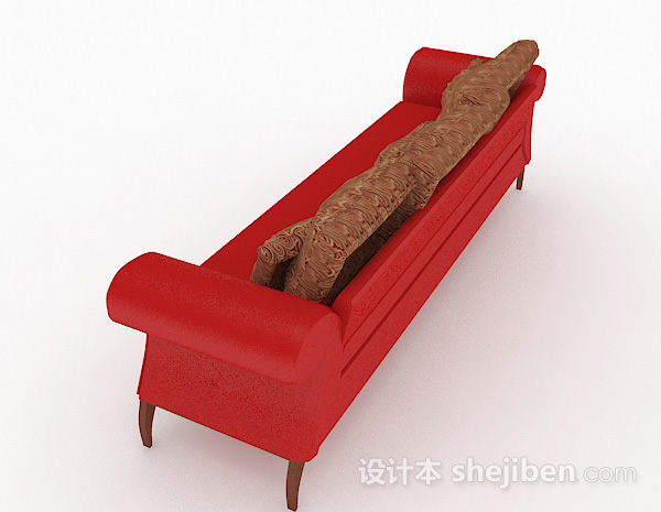 设计本红色家居多人沙发3d模型下载