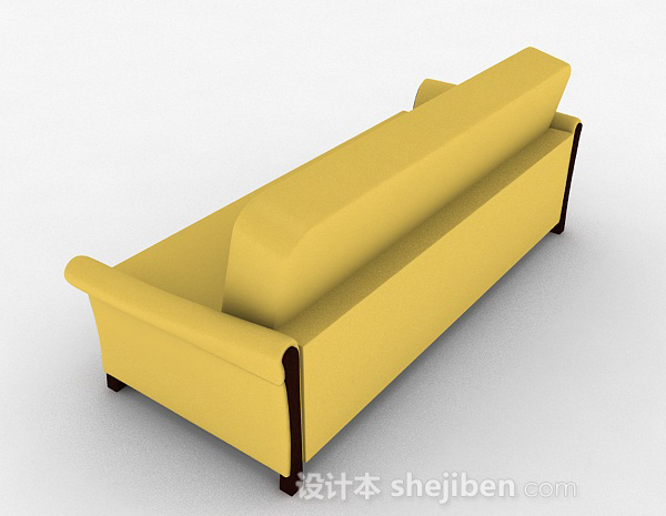 设计本黄色休闲多人沙发3d模型下载