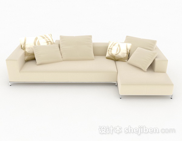 现代风格浅黄色多人沙发3d模型下载
