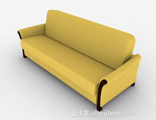 现代风格黄色休闲多人沙发3d模型下载