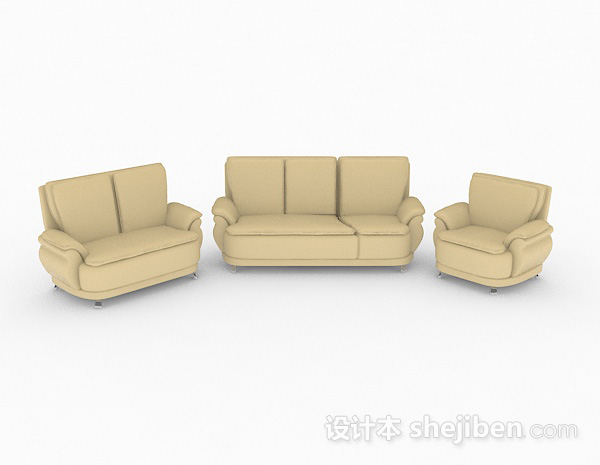 现代风格黄色简约家居组合沙发3d模型下载