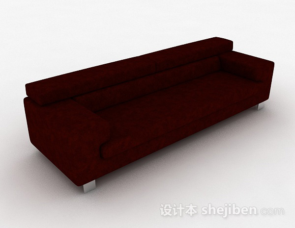 红色简约多人沙发3d模型下载