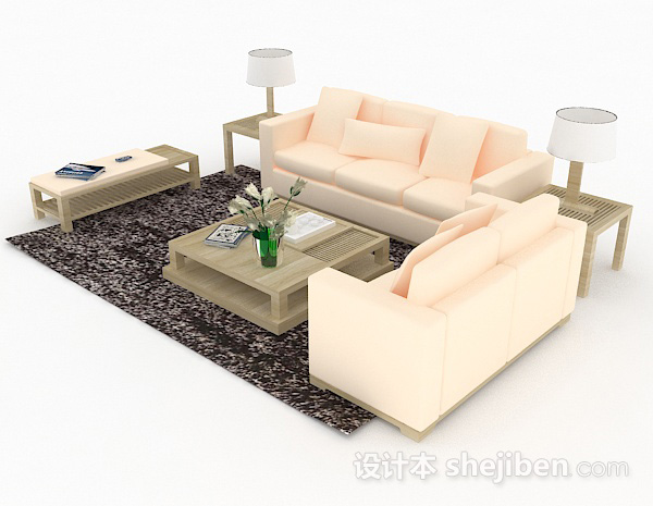 现代风格黄色组合沙发3d模型下载