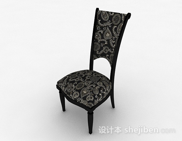 新古典风格黑色木椅3d模型下载