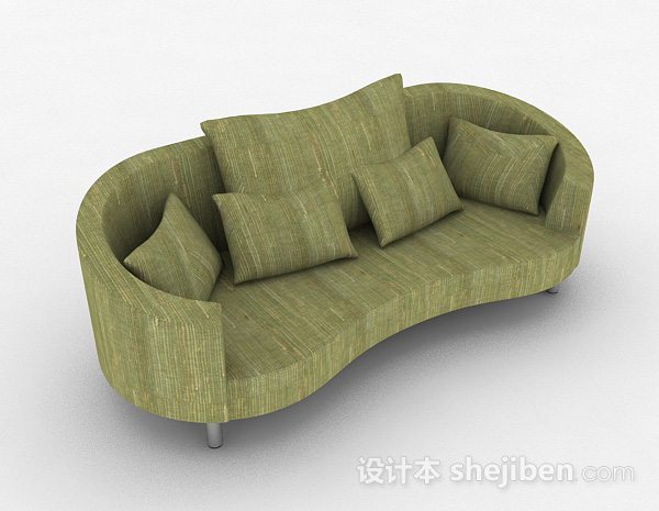 绿色简约休闲双人沙发3d模型下载
