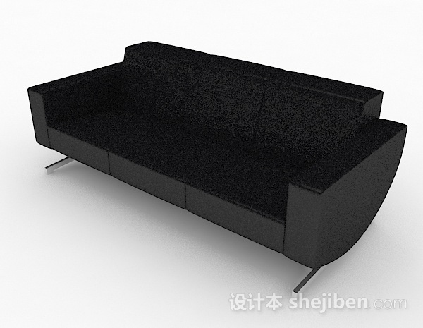 免费黑色简约多人沙发3d模型下载