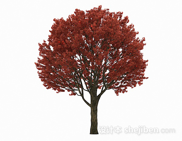 设计本红色大树3d模型下载