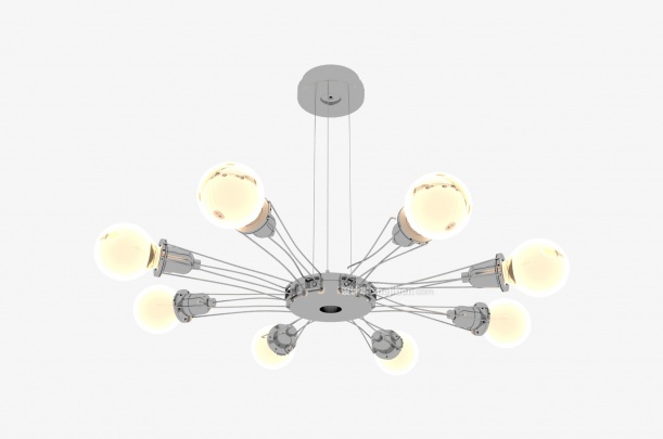现代风格黄色灯泡吊灯3d模型下载