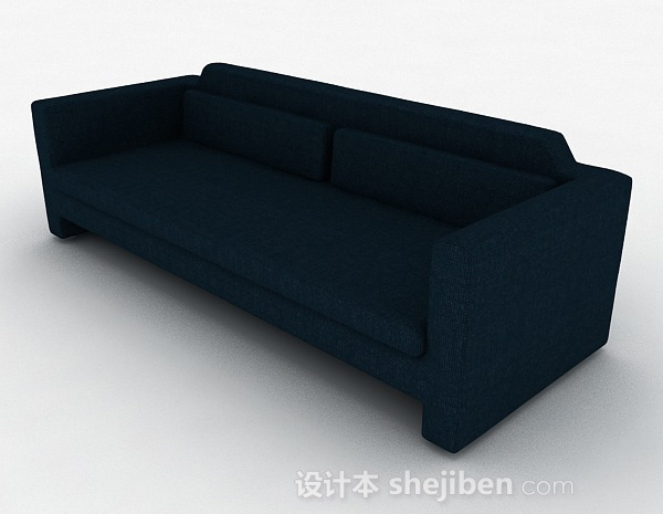 免费蓝色双人沙发3d模型下载