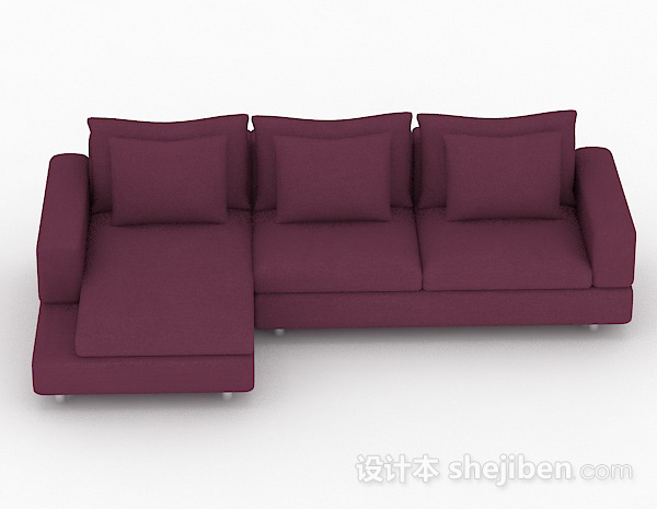 现代风格深紫色多人沙发3d模型下载