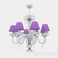 现代风格紫色客厅水晶吊灯3d模型下载