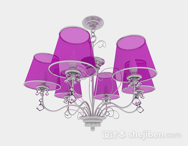 欧式紫色金属水晶吊灯