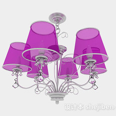 欧式紫色金属水晶吊灯3d模型下载