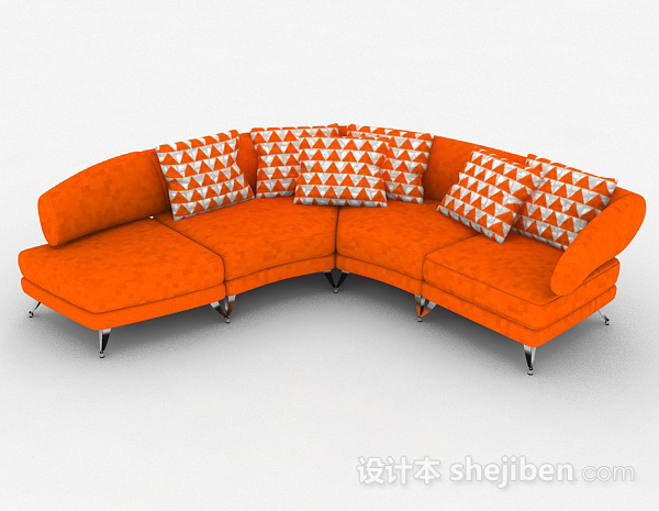 橙色休闲多人沙发
