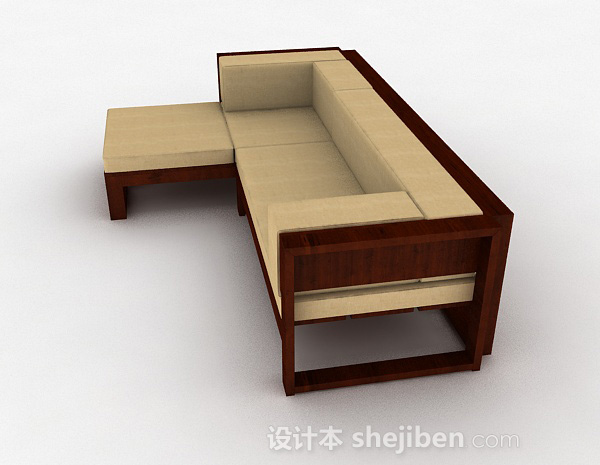 现代风格棕色简约家居多人沙发3d模型下载