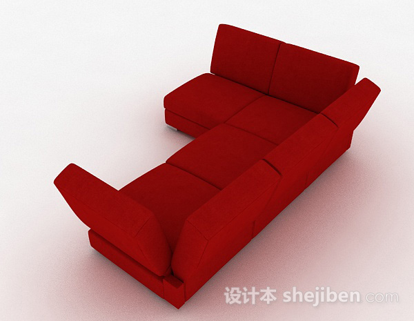 设计本红色简约多人沙发3d模型下载