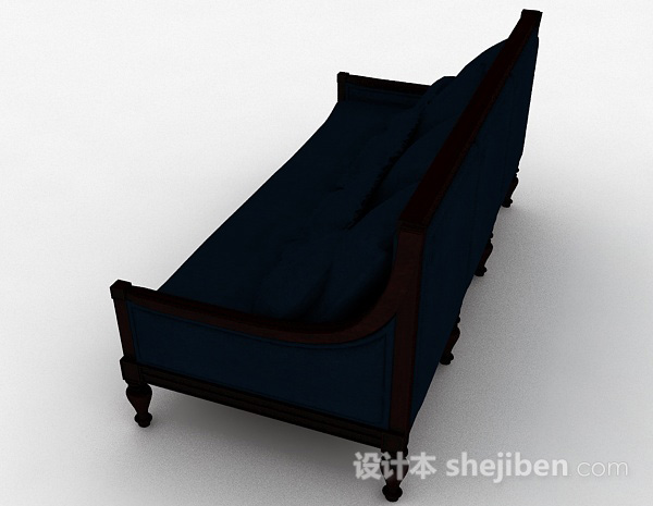 设计本蓝色多人沙发3d模型下载