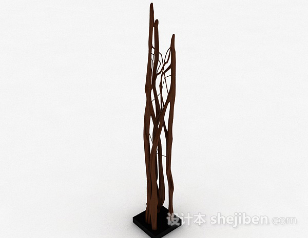 设计本树干状棕色摆设品3d模型下载