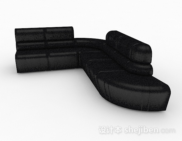 现代风格黑色休闲多人沙发3d模型下载