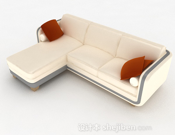 现代风格黄色家居多人沙发3d模型下载