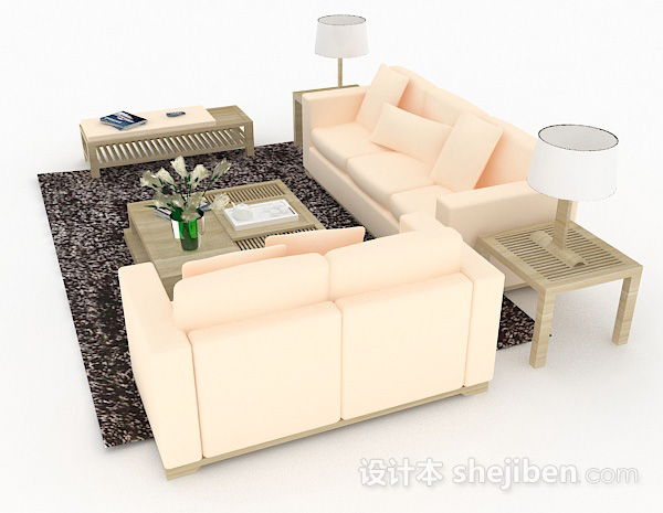 免费黄色组合沙发3d模型下载