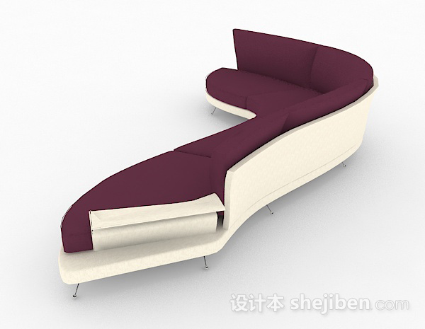 设计本紫色休闲多人沙发3d模型下载
