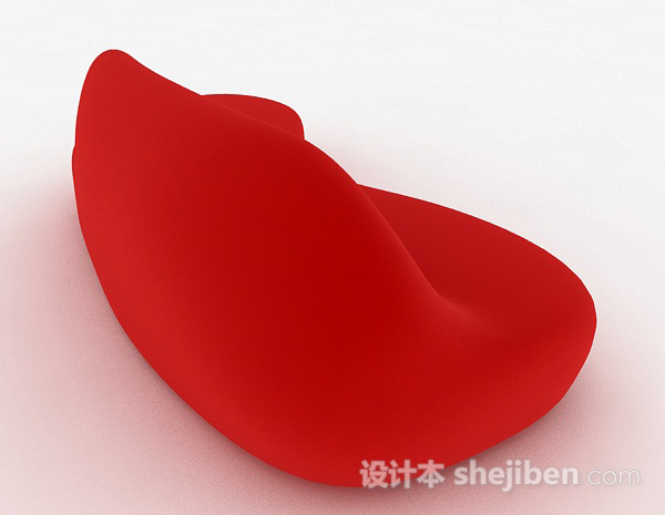 设计本创意红色多人沙发3d模型下载