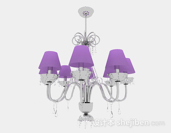 现代风格现代风格紫色客厅水晶吊灯3d模型下载