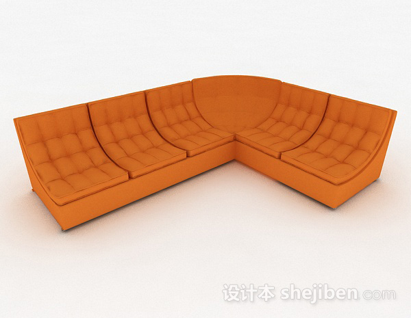 现代风格橙色多人沙发3d模型下载