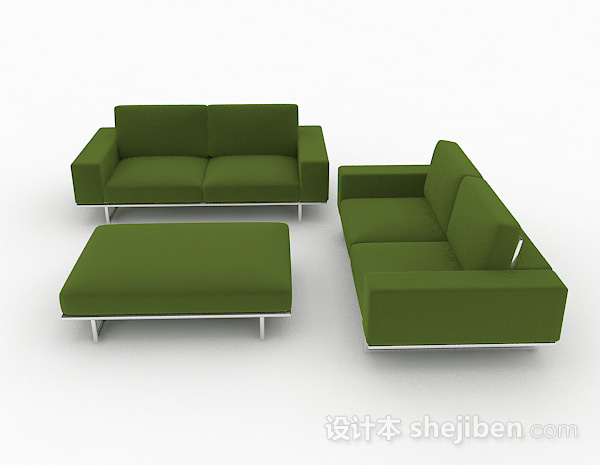 免费绿色简约组合沙发3d模型下载