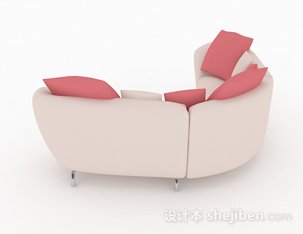 设计本粉色多人沙发3d模型下载