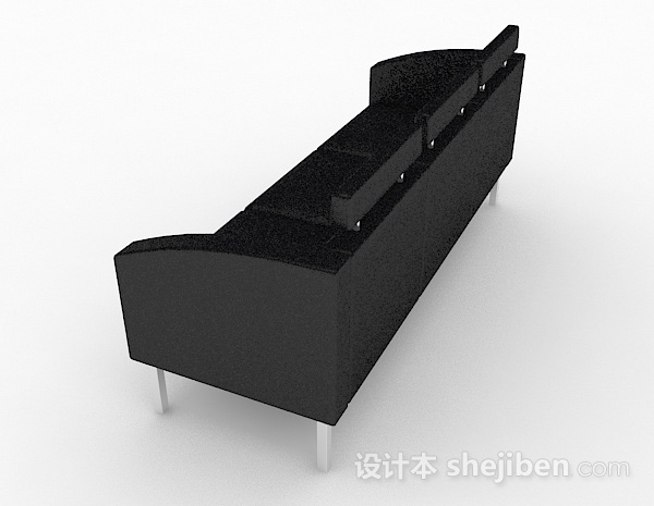 设计本简约黑色多人沙发3d模型下载