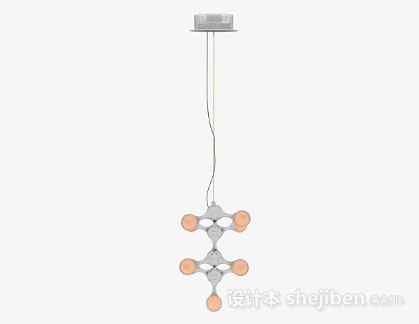 设计本橘色金属吊灯3d模型下载