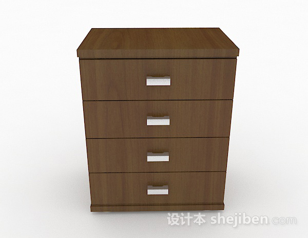 现代风格棕色四层木质床头柜3d模型下载
