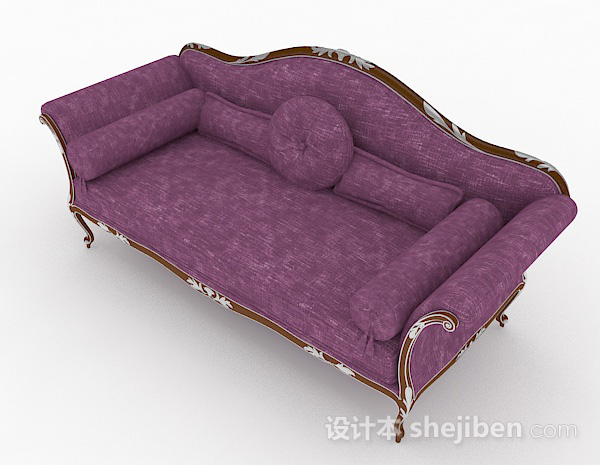 欧式风格欧式紫色双人沙发3d模型下载