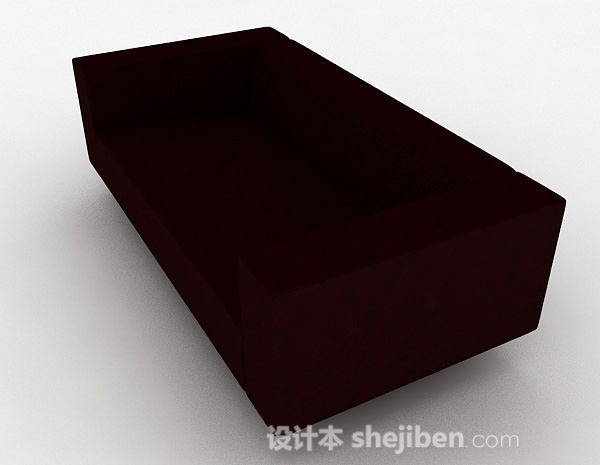 设计本暗红色简约双人沙发3d模型下载