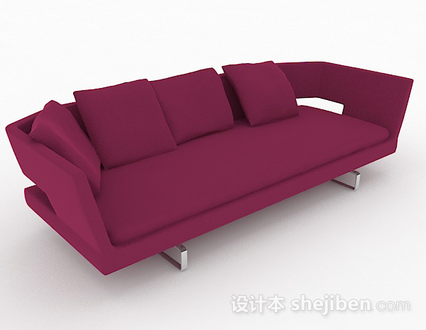 玫红色双人沙发3d模型下载