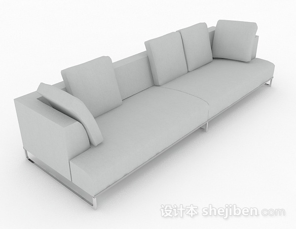 灰色简约多人沙发3d模型下载