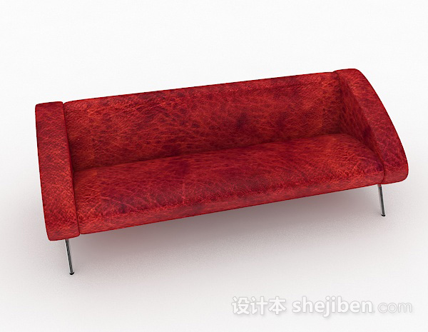 现代风格红色花纹多人沙发3d模型下载