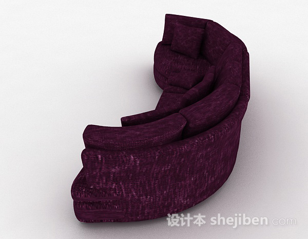设计本紫色多人沙发3d模型下载