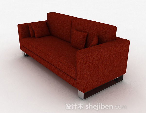 免费红色双人沙发3d模型下载