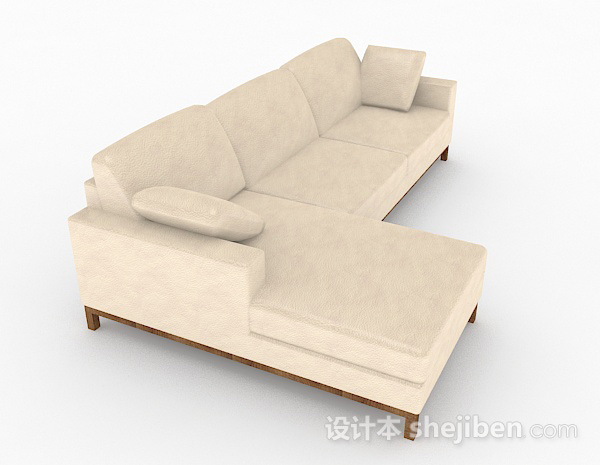 免费浅棕色多人沙发3d模型下载